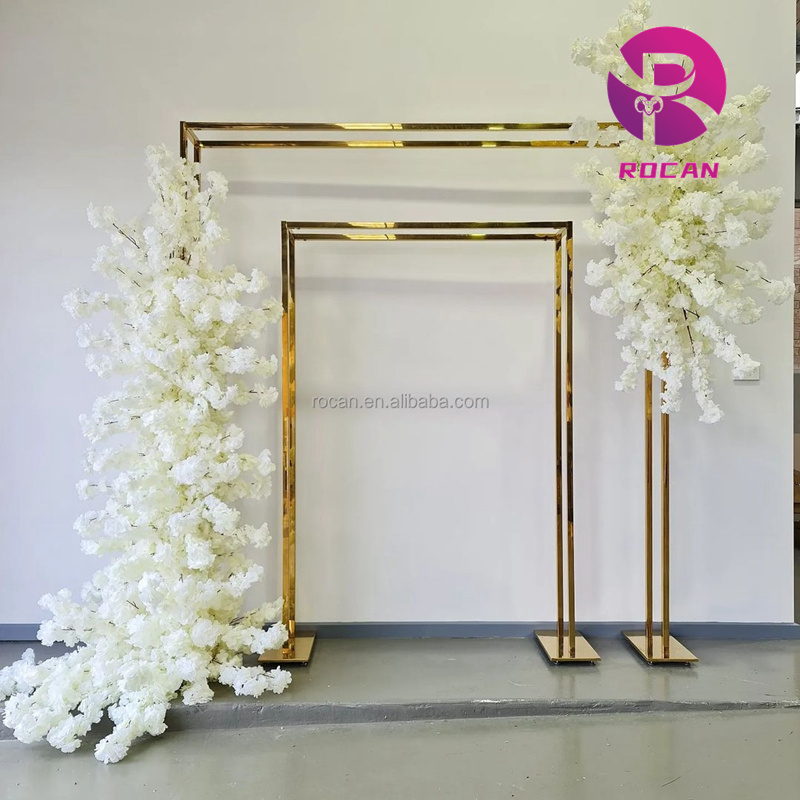 Metal Wedding flower Arch Frame Gold Wedding Props Stage Background Wreath Backdrop Round square Arch wedding decoration