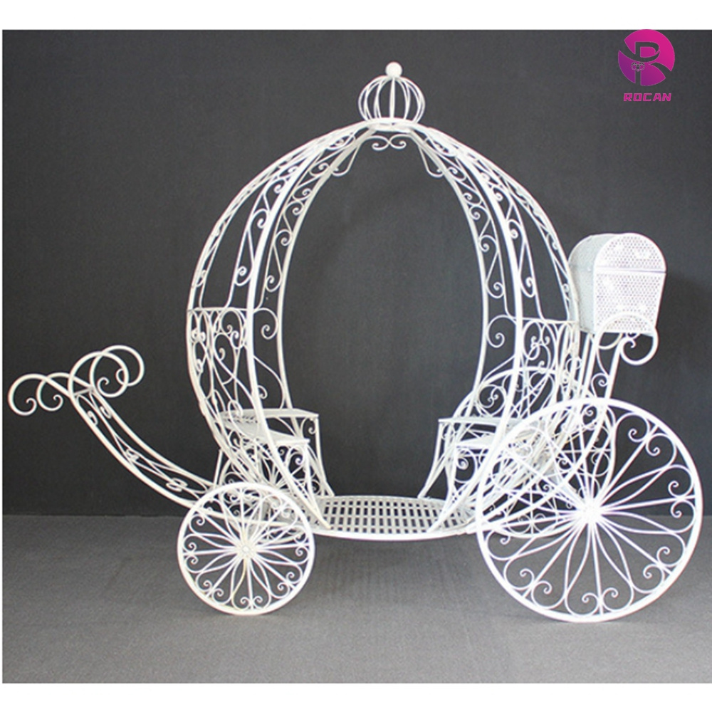 white cinderella pumpkin metal garden wedding decoration carriage Outdoor Wedding Party