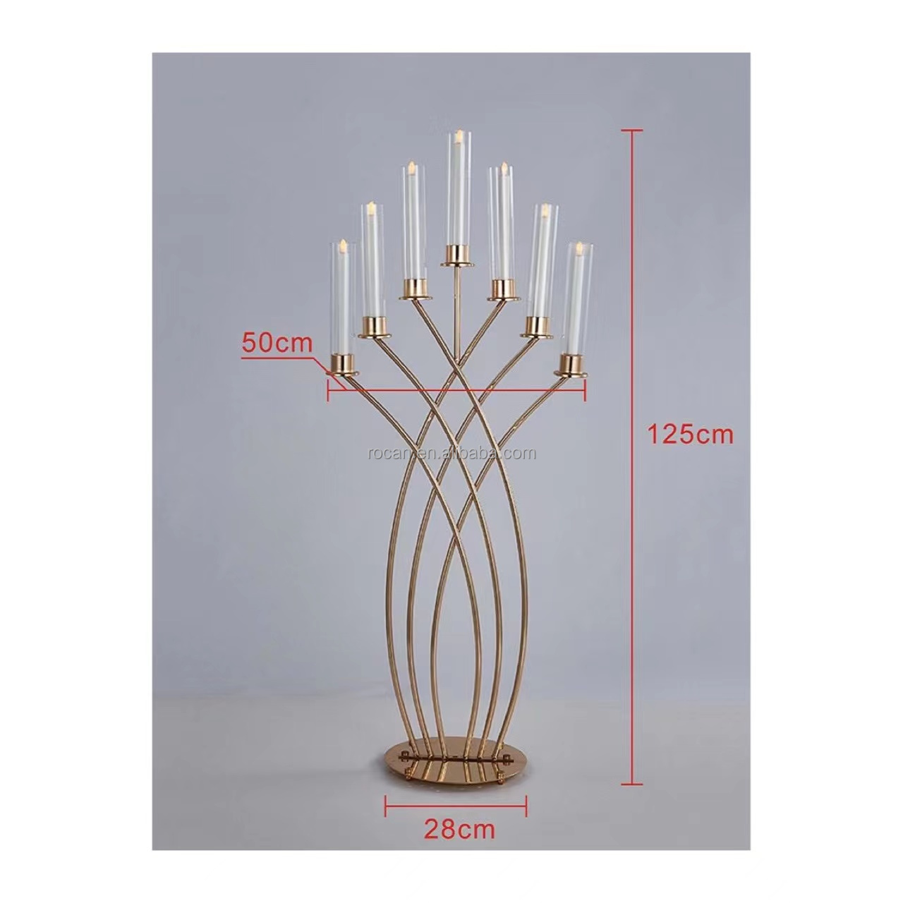 Luxury 10 arms metal gold candle stick holder decorative  tall candelabra for wedding table centerpieces