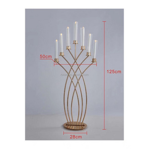 Luxury 10 arms metal gold candle stick holder decorative  tall candelabra for wedding table centerpieces