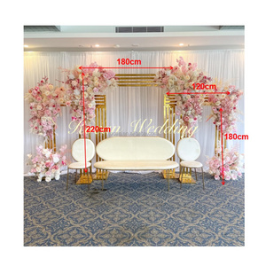 Metal Wedding flower Arch Frame Gold Wedding Props Stage Background Wreath Backdrop Round square Arch wedding decoration