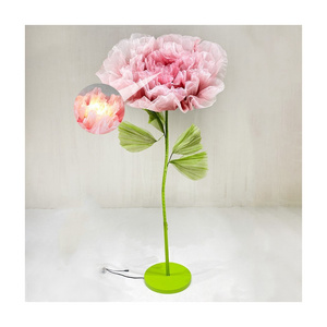 Peachy Pink Organza Flower Electric Movable Dynamic Large Flower for Stage Decoration