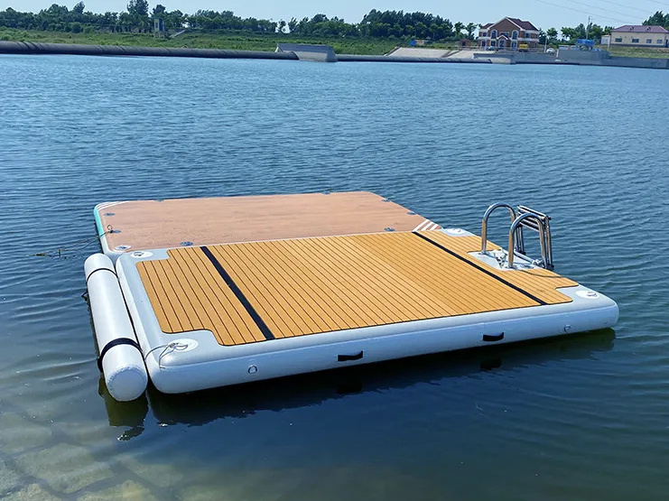 Hot sale Swimming Water Inflatable Pontoon Boat Fishing Floating Platform Inflatable Floating Yacht Dock