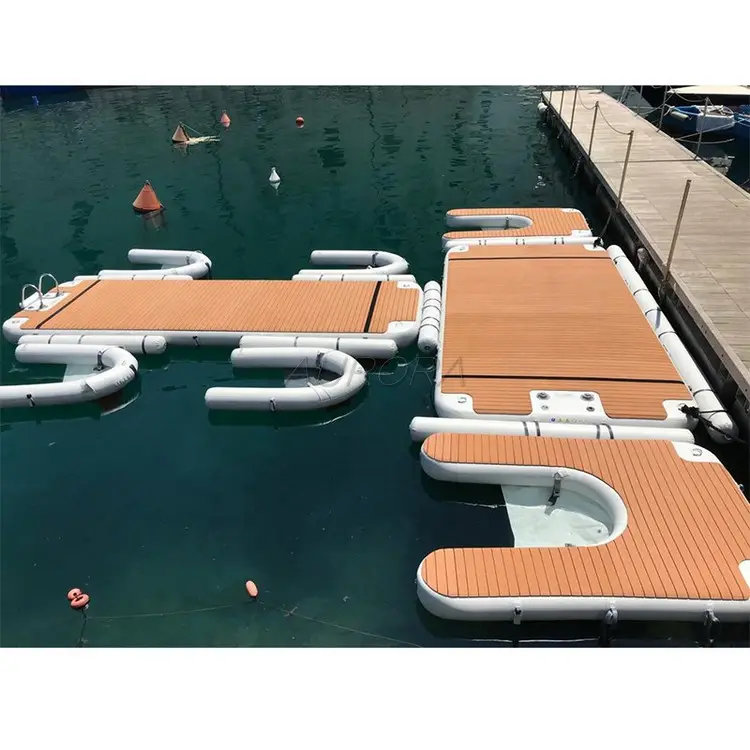 Hot sale Swimming Water Inflatable Pontoon Boat Fishing Floating Platform Inflatable Floating Yacht Dock