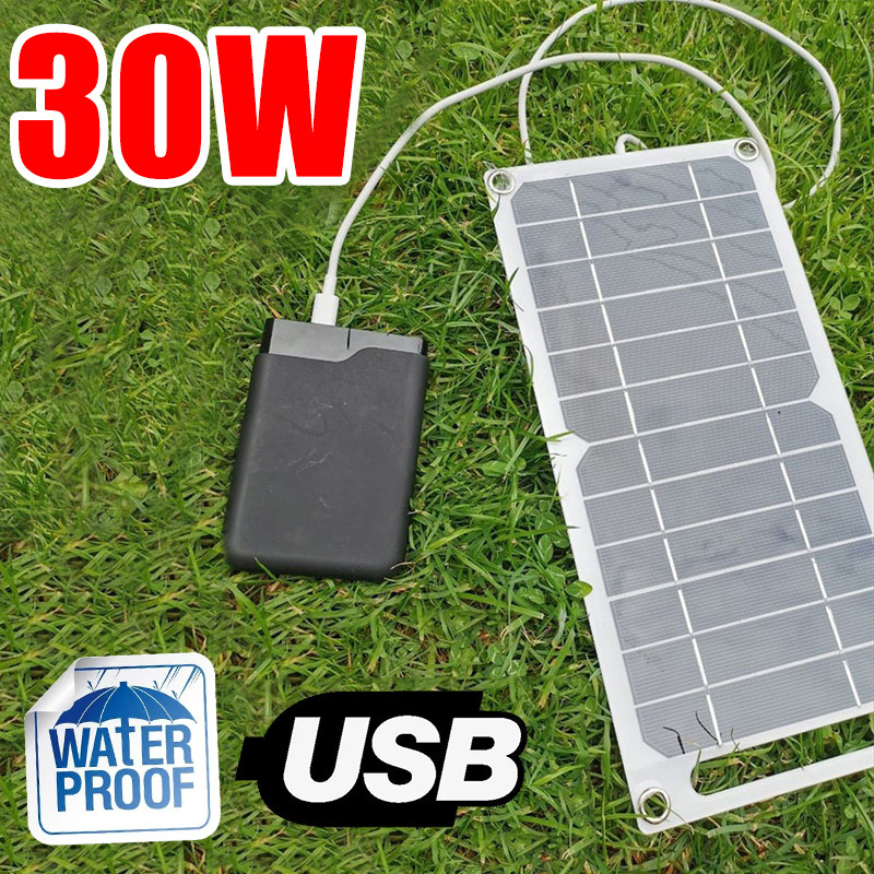 30W Portable Solar Panel 5V Solar Plate with USB Safe Charge Stabilize Battery Charger for Power Bank Phone Outdoor Camping Home