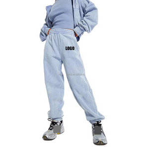 Wholesale Oversized Track Pants Custom Acid Wash Pants Womens Terry Cotton Joggers