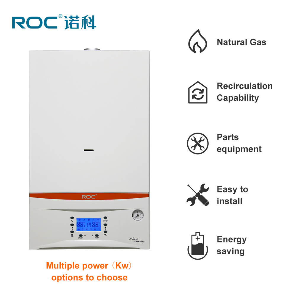 ROC Hot Sale MINI China Room Heating external natural Gas Boiler Water Heater 24kw Indoor Electric Calentador Direct Vented