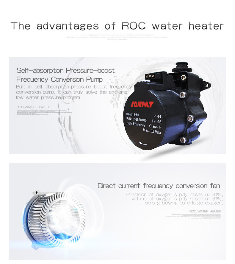 ROC Electric Digital Display Instant Hot Water Heater Strong Water Absorption Booster Variable Frequency Gas Water Heater