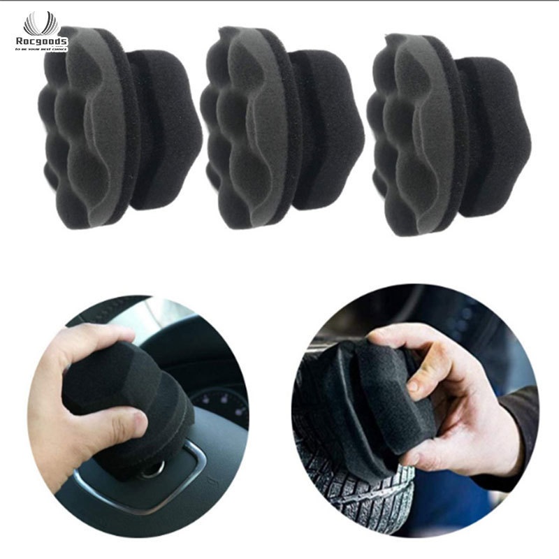 Wholesale Custom Logo microfiber car tire cleaning waxing sponge Handle Grip car beauty sponge