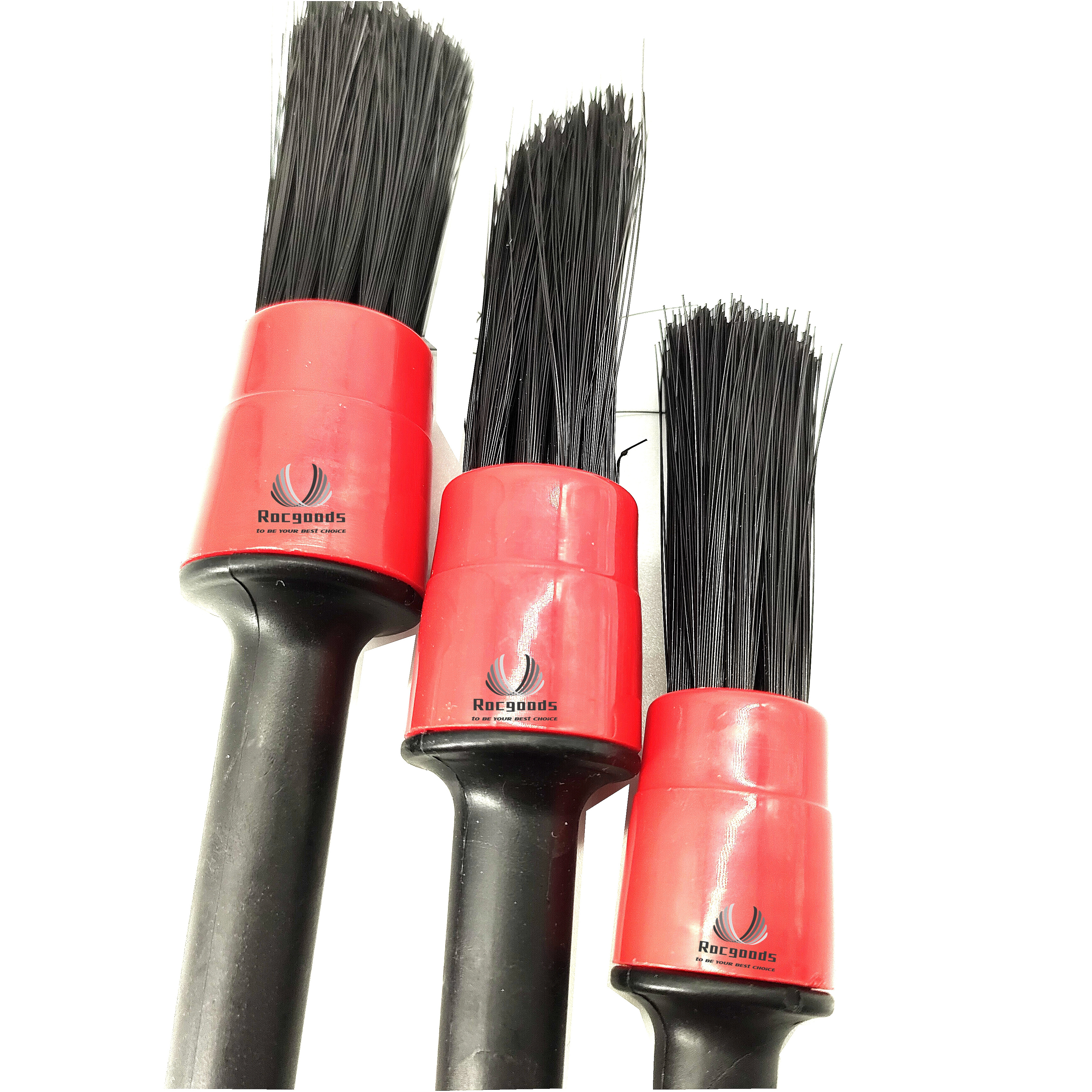 custom high quality 5 pcs natural soft boar hair detailing brush  kit 3 piece support green for auto car interior manufacturer