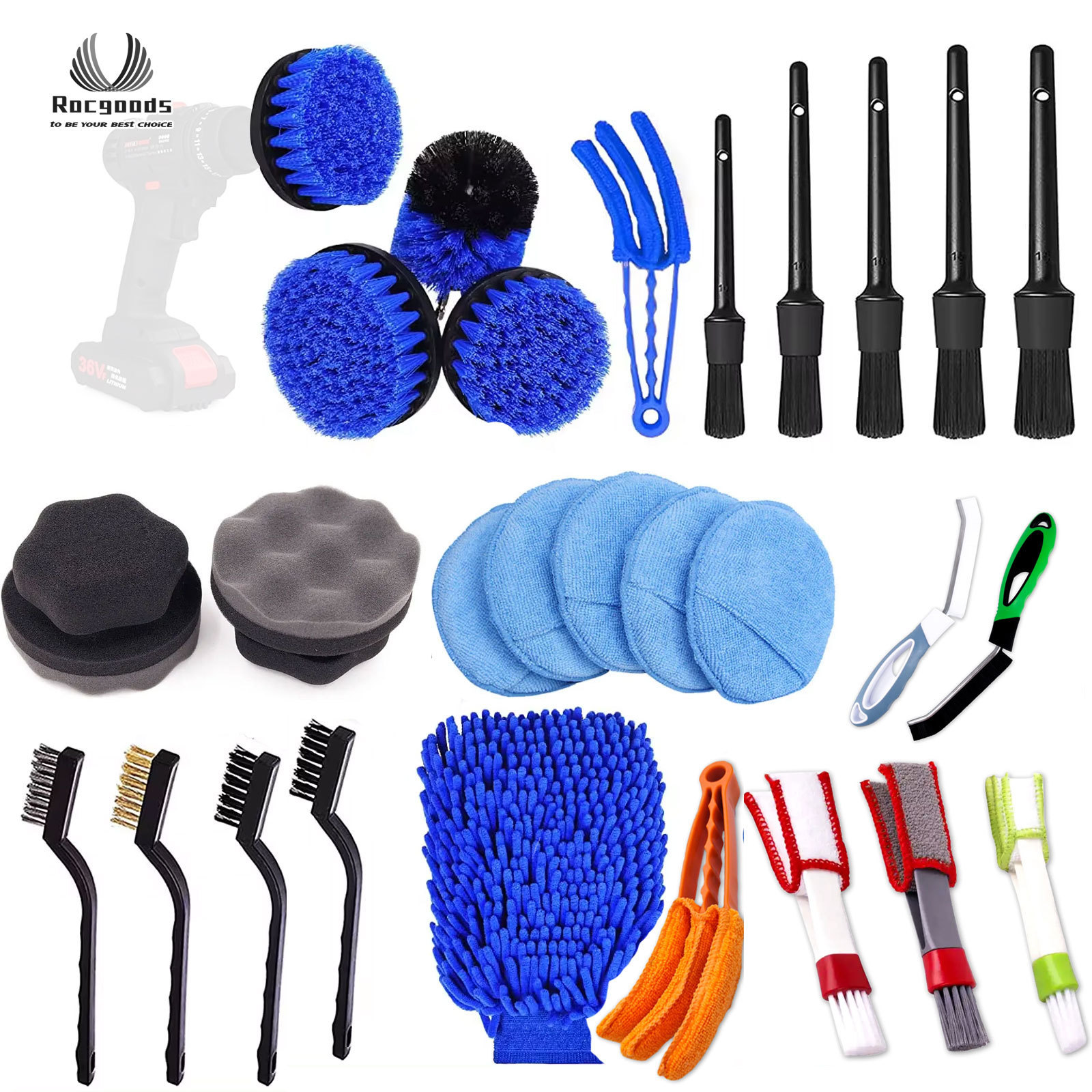 new style soft dust detailing rim wheel hand cleaning tire roller car wash brushes long handle cover set