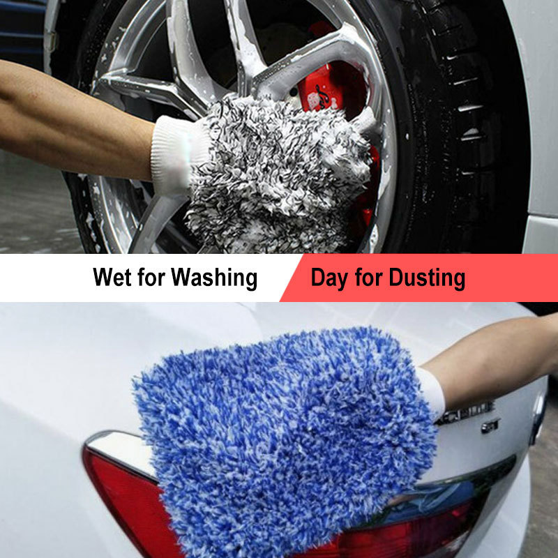 Custom Super soft long high pile microfiber wash mitt detailing car cleaning window microfibre wheel microfiber car wash glove