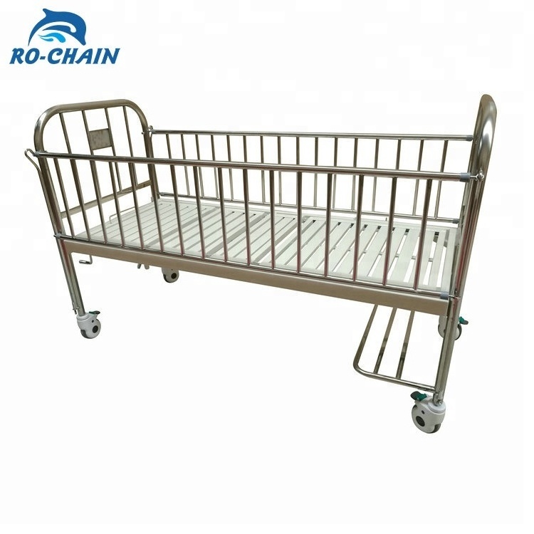 RCE12-A  cheap 2 crank manual flat stainless-steel metal high rail pediatric baby children hospital sand bed prices for sale