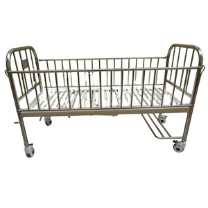 RCE12-A  cheap 2 crank manual flat stainless-steel metal high rail pediatric baby children hospital sand bed prices for sale