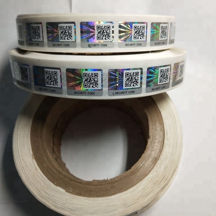 Custom QR hologram sticker on rolls