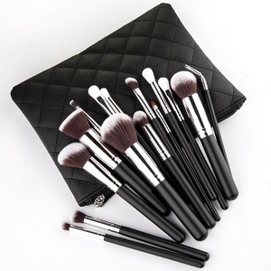 15pcs High Quality Synthetic Makeup Brush Set with Zipper PU Pouch