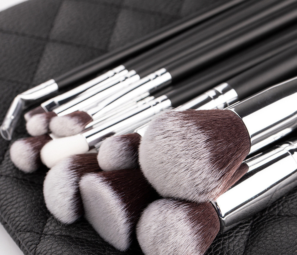 15pcs High Quality Synthetic Makeup Brush Set with Zipper PU Pouch