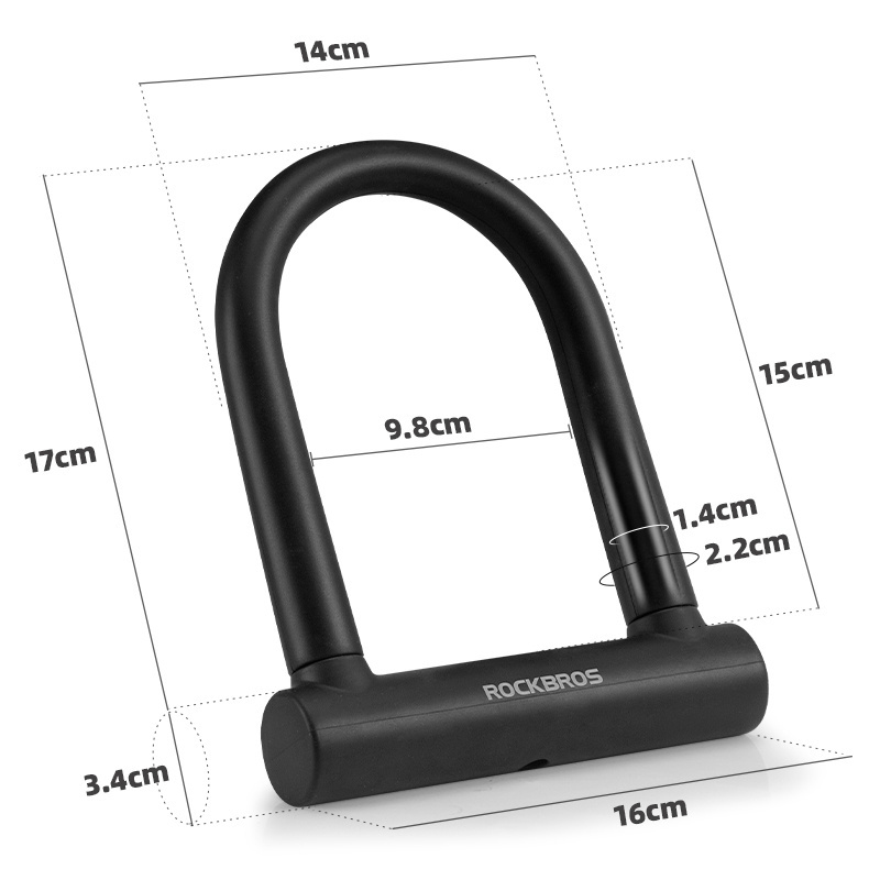 ROCKBROS Bicycle U Lock Anti Hydraulic Shear Battery Electric Motorcycle Anti Theft Lock Portable Key Combination Bike Locks