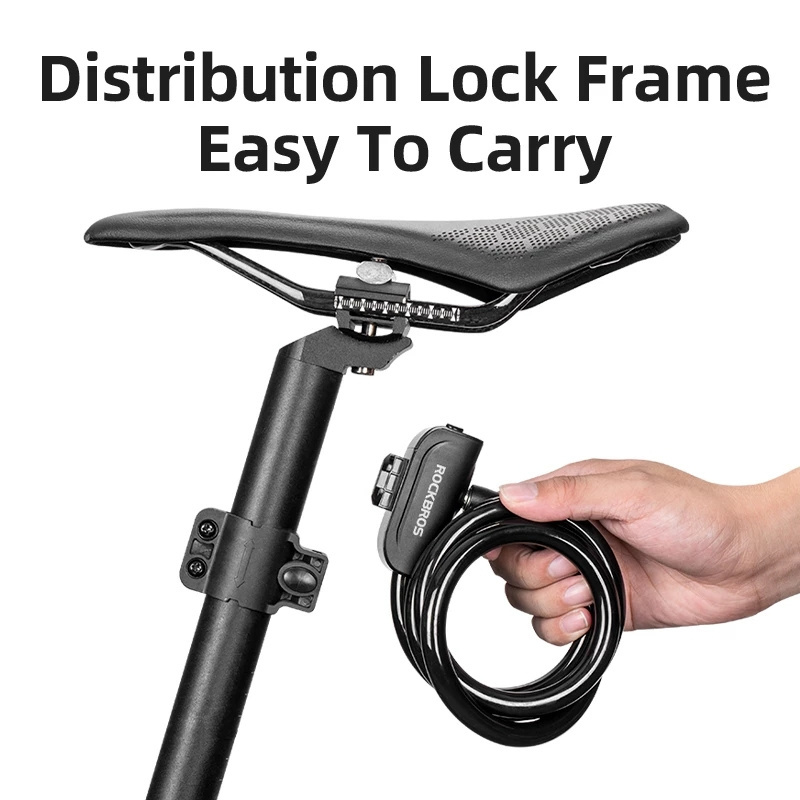 ROCKBROS Portable Anti-theft Ring Steel Lock Bike Accessories Key Lock With Bracket Bicycle Cable Lock