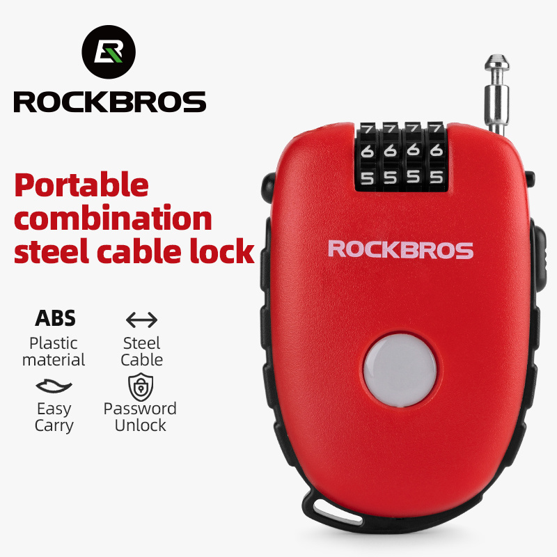 ROCKBROS Portable Combination Steel Cable Lock Telescopic Bicycle Lock Anti-theft Bike Password Wire Coded Lock