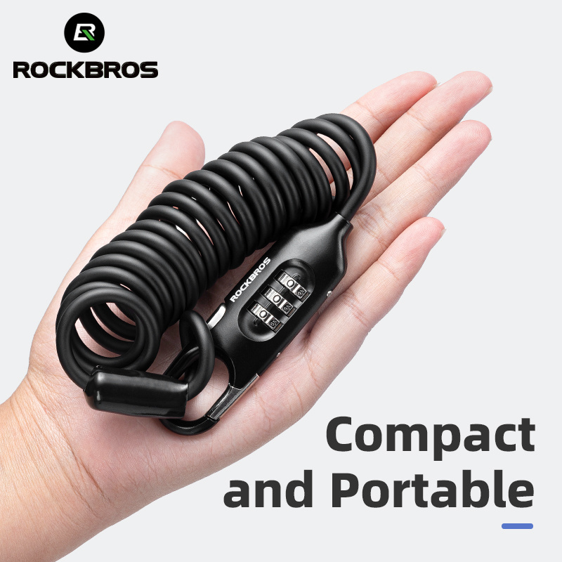 ROCKBROS Combination Code Steel Cable Security Password Cycling Bike Bike Helmet Lock Portable Cable Bicycle Lock