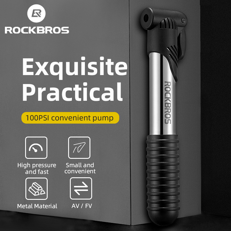 ROCKBROS Cheap Exquisite Practical 100PSI portable bike hand pump bike road mini inflator pump elektrisc Bicycle Tire Pump