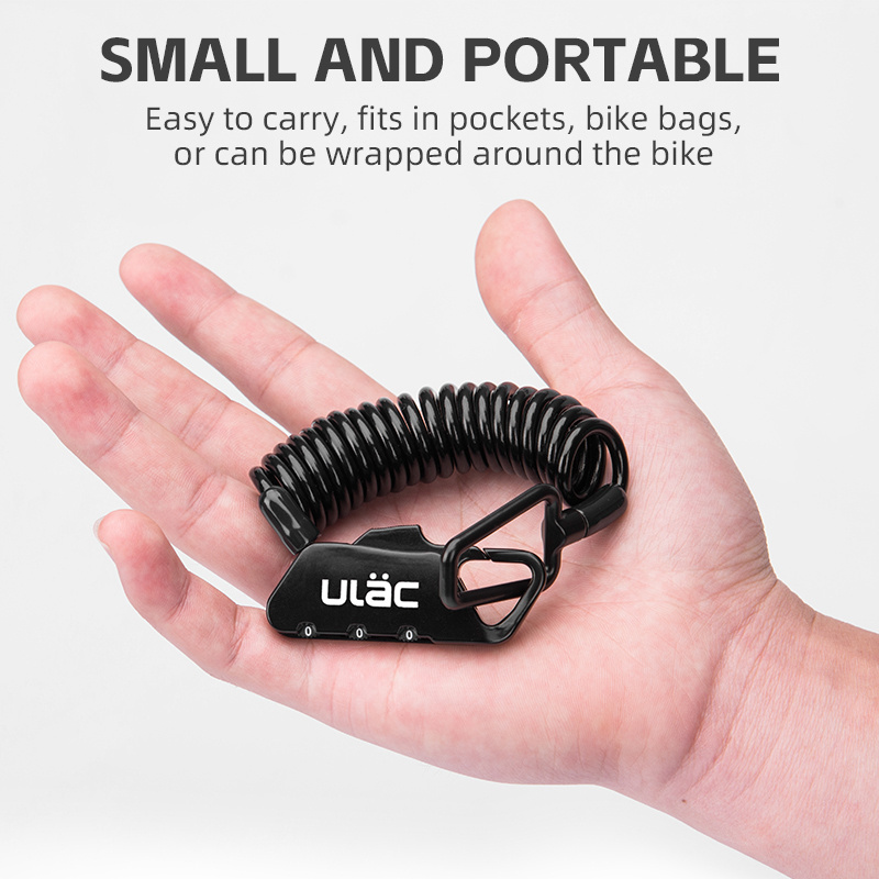 ULAC Mini Bike Locks Fold Backpack Helmet Bicycle Motorbike Cable Lock 3 Digit Combination Anti-theft 1200mm Bike Bicycle Lock