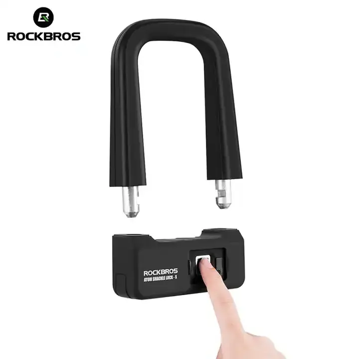 ROCKBROS Anti-theft Bicycle Lock Cycling Fingerprint U Lock Bike Motorcycle Steel Locks