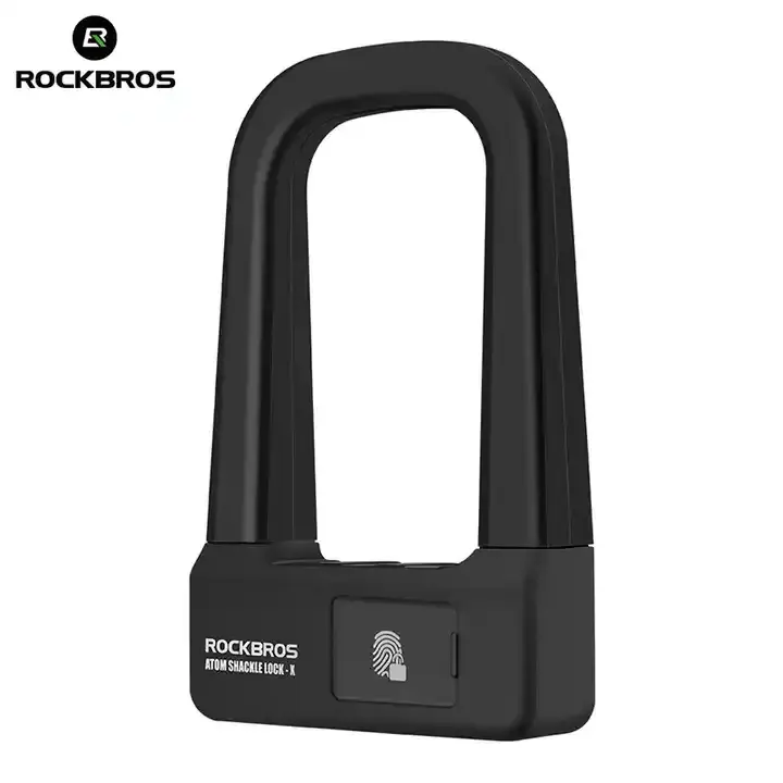 ROCKBROS Anti-theft Bicycle Lock Cycling Fingerprint U Lock Bike Motorcycle Steel Locks