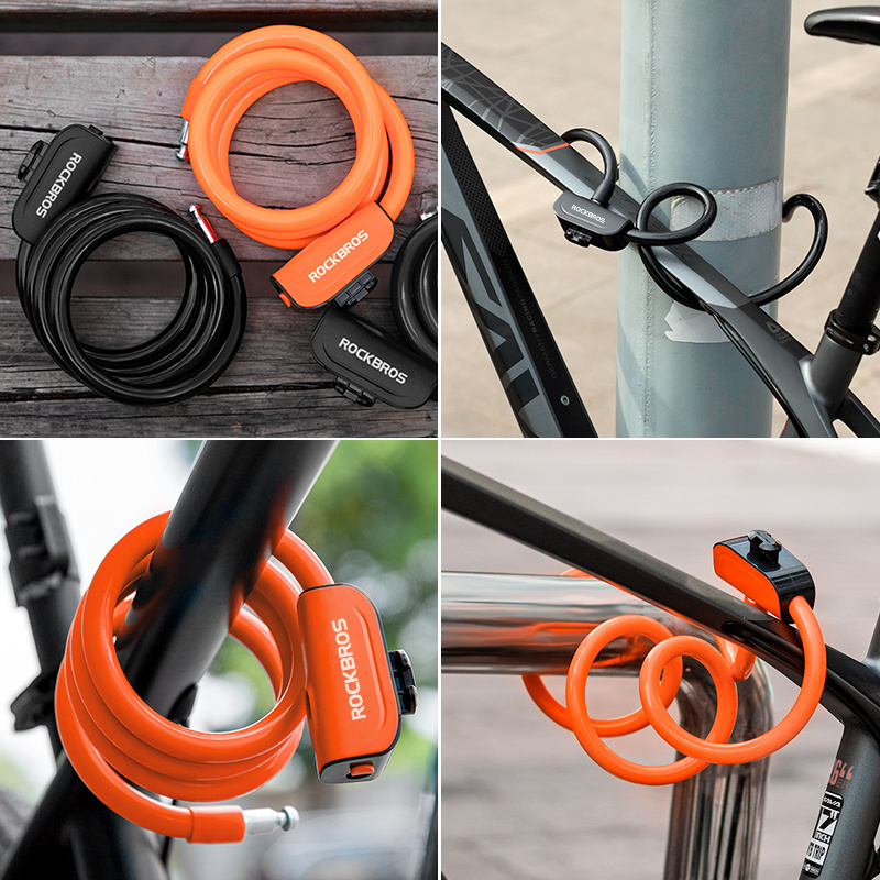 ROCKBROS Bicycle Anti-theft Ring Cable Lock With Complimentary Mounting Bracket Bike Folding Lock