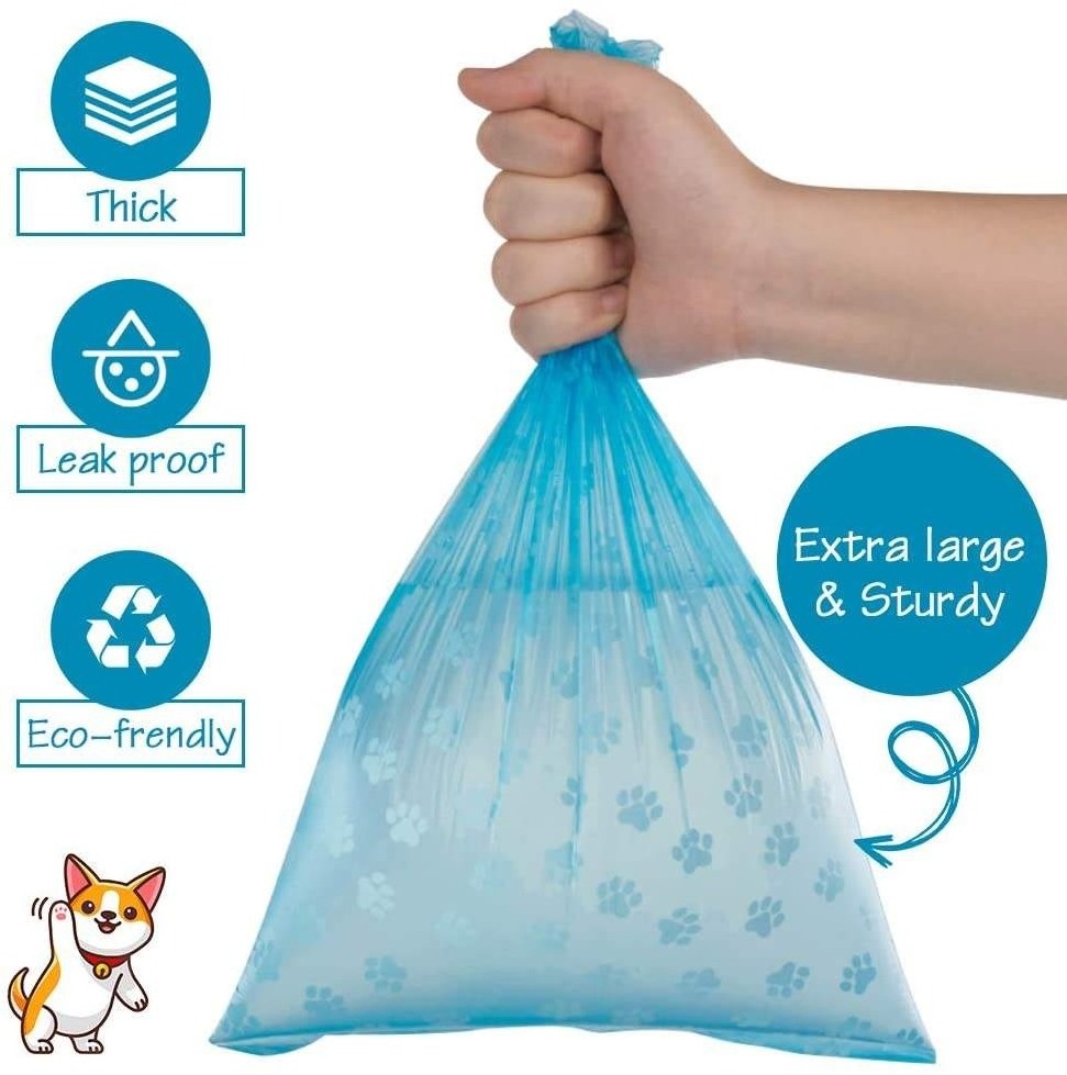 US Wholesale Biodegradable Customized Dog Waste Disposable Bags Paw Printed Plastic Poop Bags for Pets