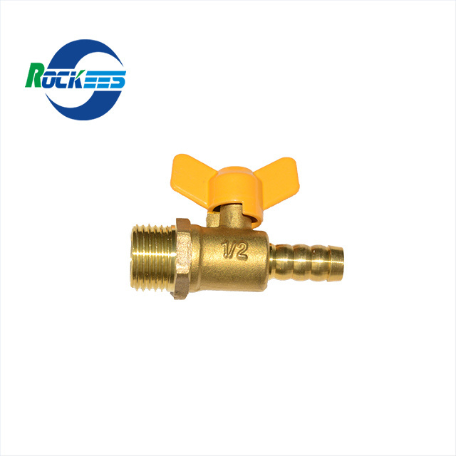 Rockees Brass Gas Ball Valve 8mm Hose Connector Made in China