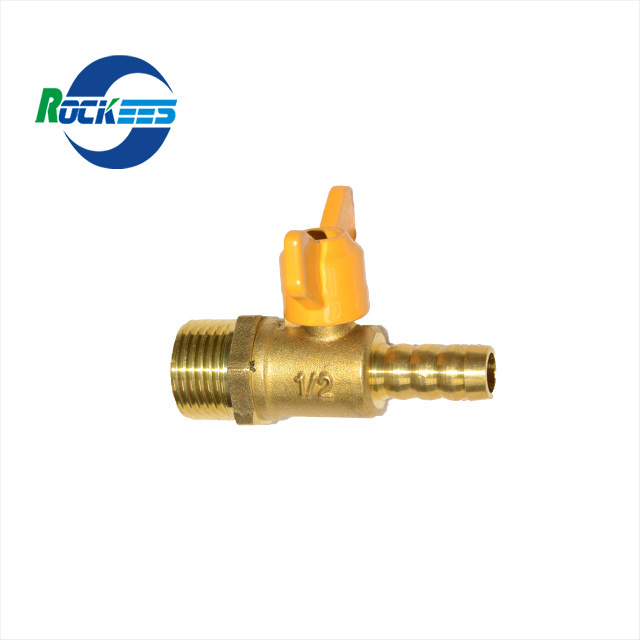 Rockees Brass Gas Ball Valve 8mm Hose Connector Made in China