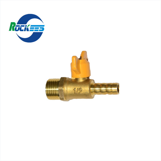 Rockees Brass Gas Ball Valve 8mm Hose Connector Made in China