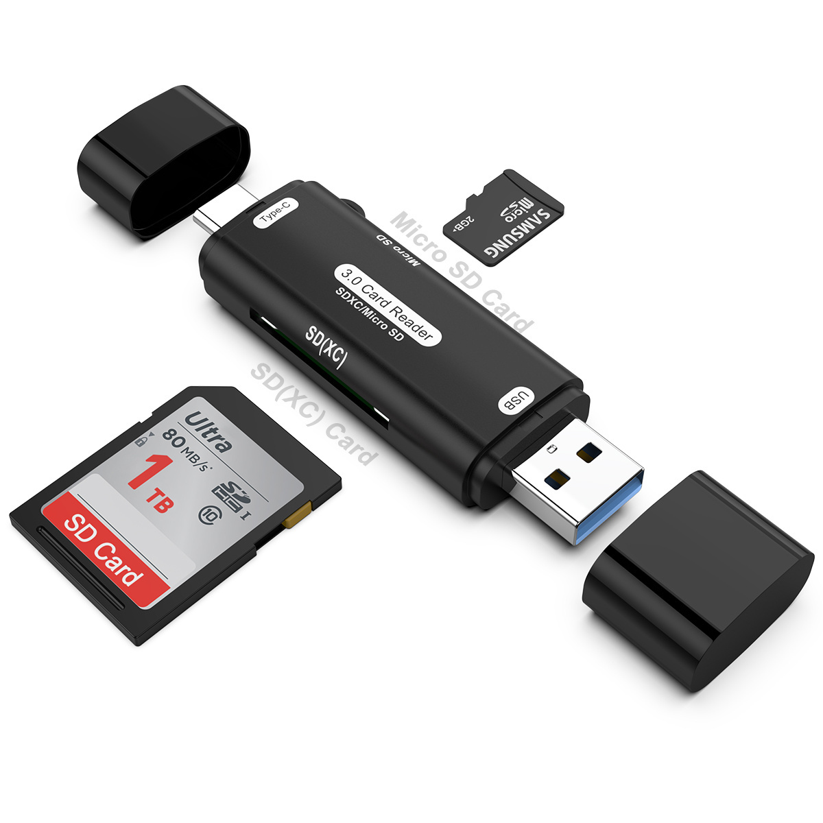 USB C Card Reader Adapter Memory Card Reader USB 3.0 for TF SD Micro SD SDXC SDHC