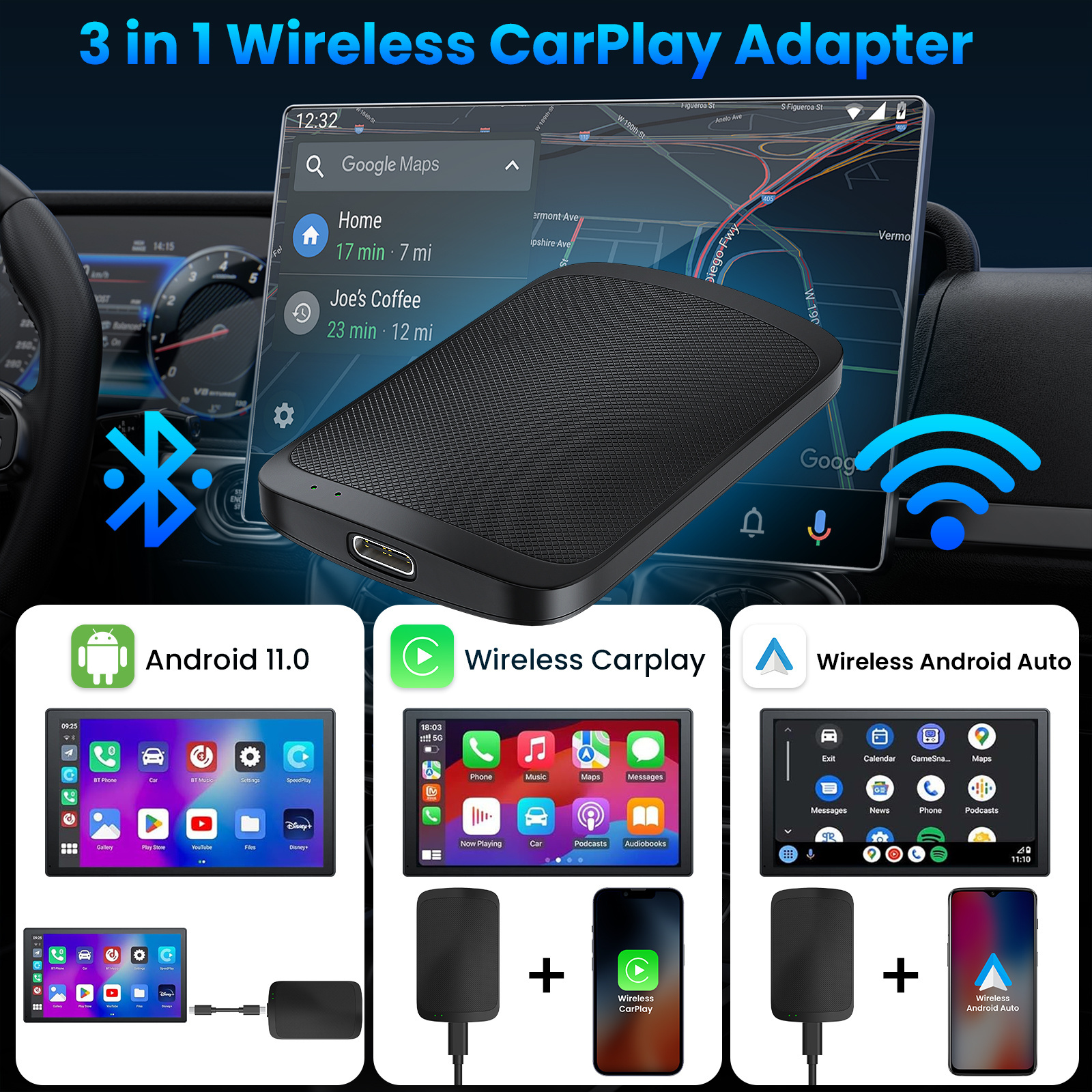 OEM Wired CarPlay Cars Wireless Carplay Android Auto Adapter with Netflix YouTube TikTok Google Play