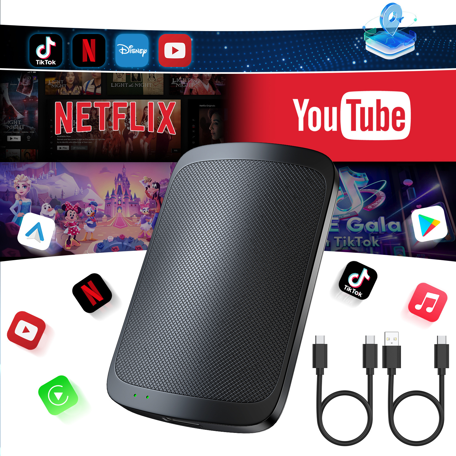 OEM Wired CarPlay Cars Wireless Carplay Android Auto Adapter with Netflix YouTube TikTok Google Play