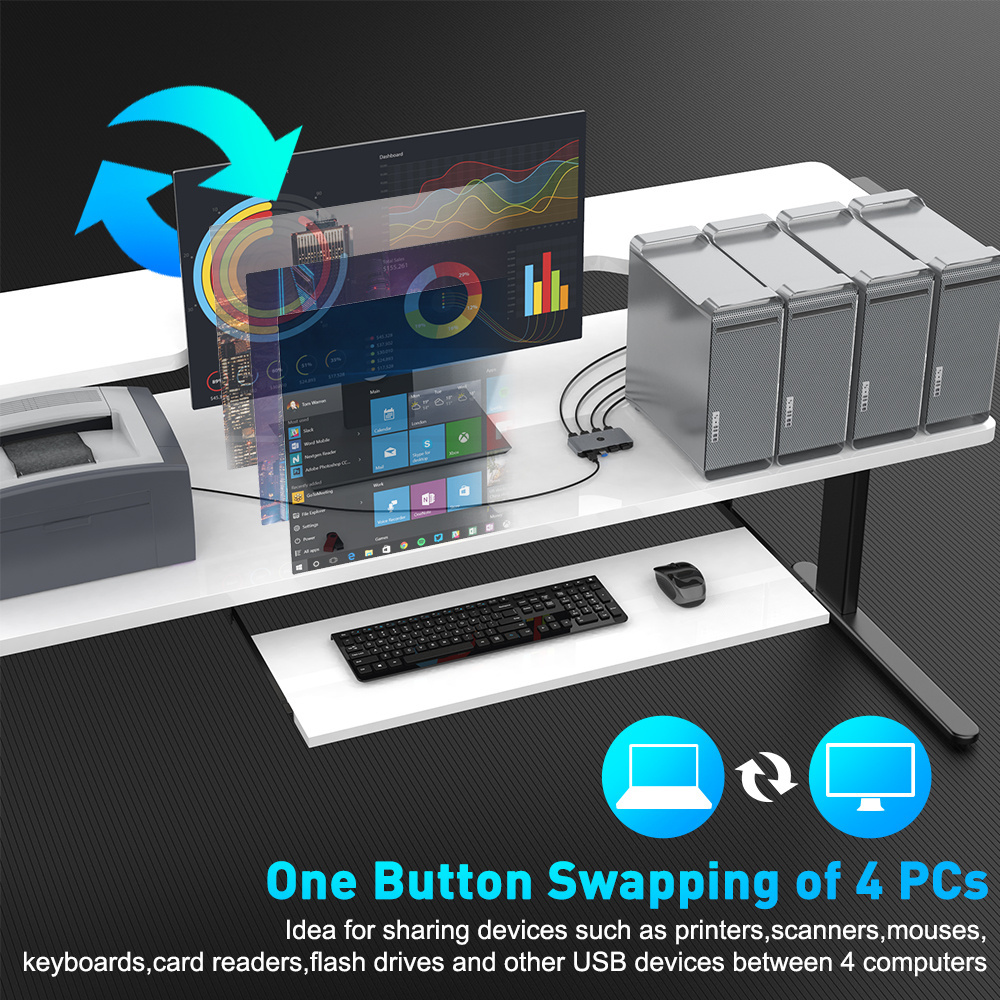 OEM 4 Port usb switch selector kvm switch For Mouse Keyboard Printing Share Computer KVM Switches