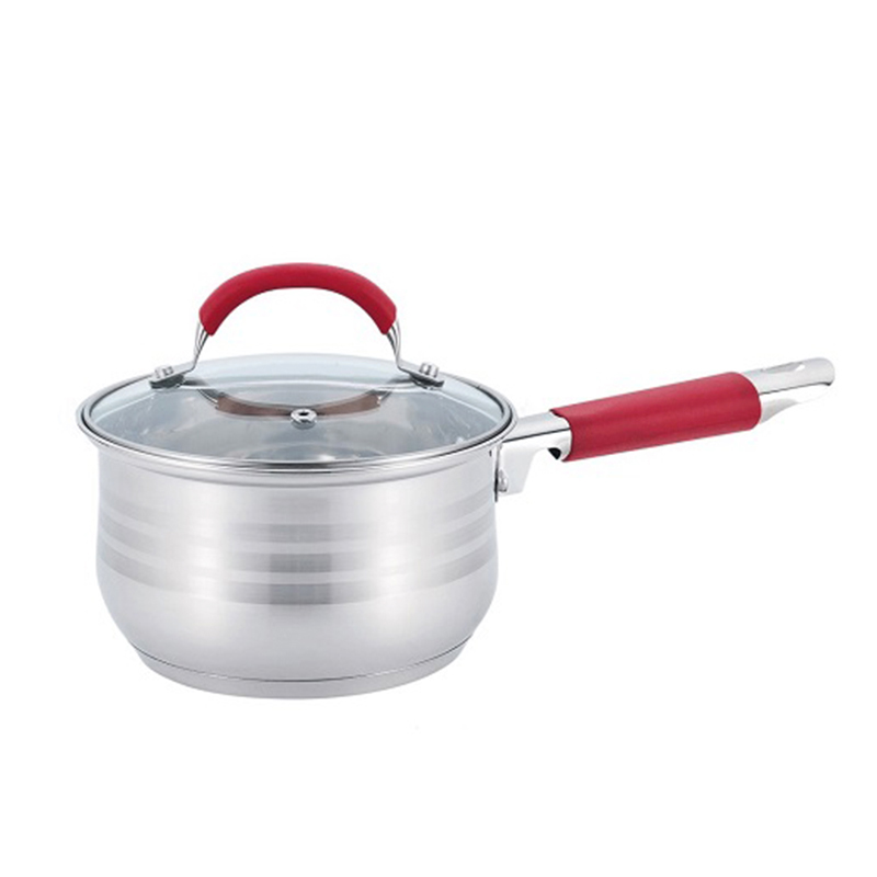 Glass Lid Capsule Bottom Multi-Use Kitchen Cooking Mini 3Ply Stainless Steel Pot Saucepan