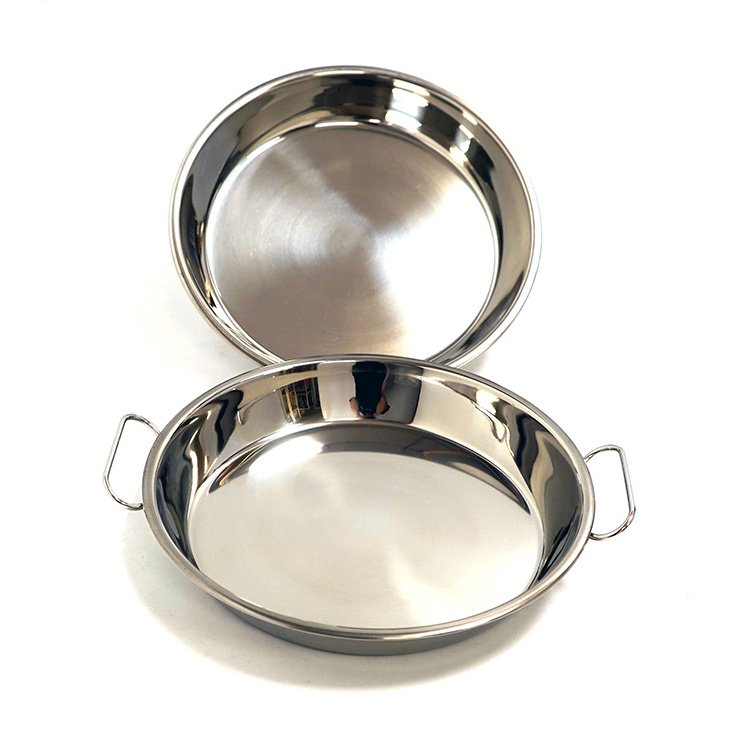 Metal Stainless Steel Cake Serving Tray Deep Round Salad Potato Pizza Baking Dishes Maker Cake Pans