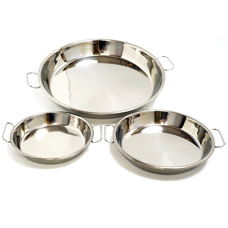 Metal Stainless Steel Cake Serving Tray Deep Round Salad Potato Pizza Baking Dishes Maker Cake Pans