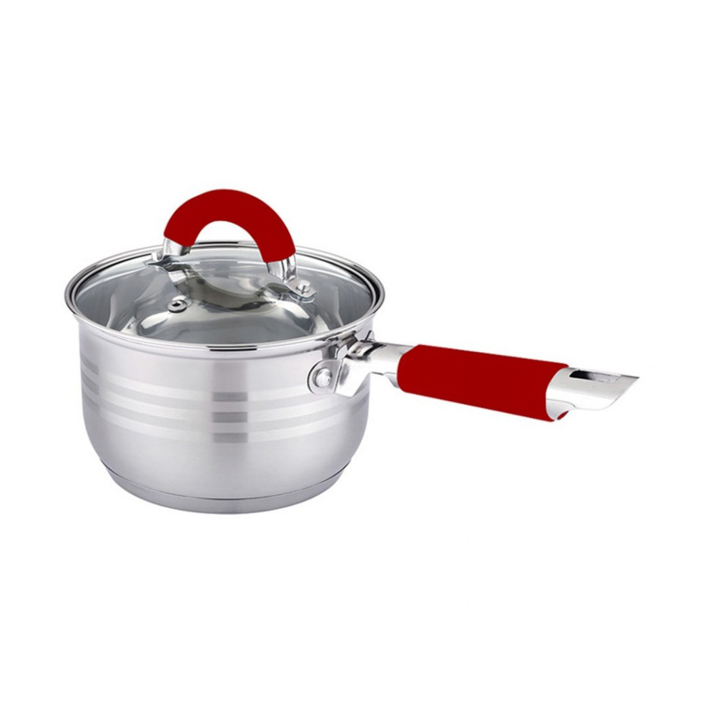 Glass Lid Capsule Bottom Multi-Use Kitchen Cooking Mini 3Ply Stainless Steel Pot Saucepan