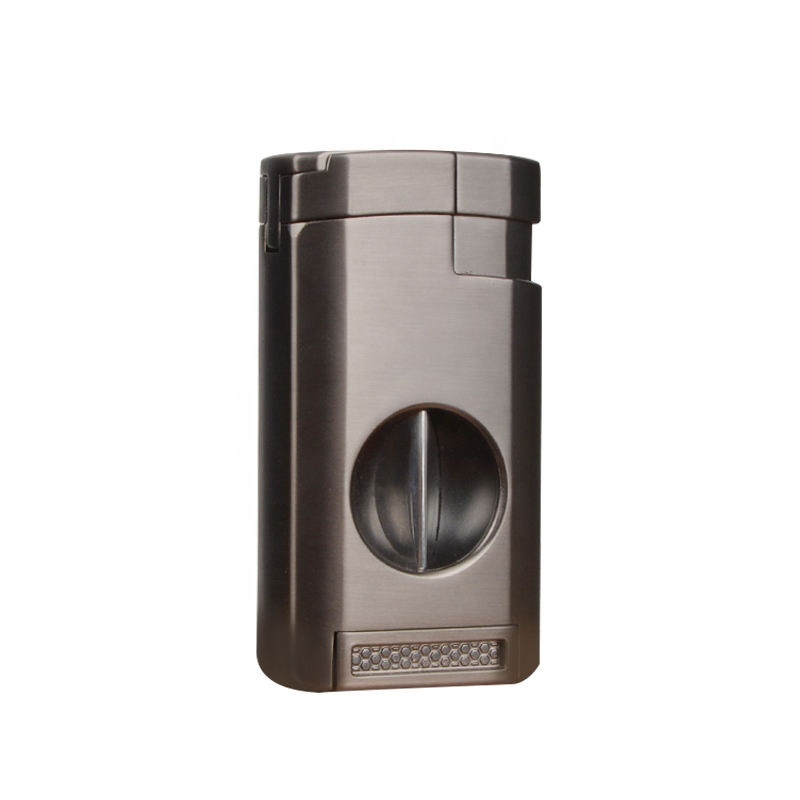 Multi-functional Triple Jet Flame Torch Lighter Portable Cigar Lighter Cigar Holder with V-shaped Cigar Cutter