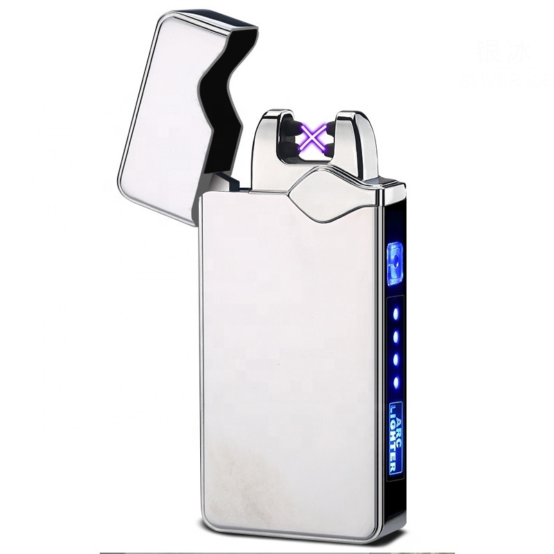 Factory direct custom  electric Portable  USB Rechargeable dual arc Lighter with Led Display for Camping Outdoors