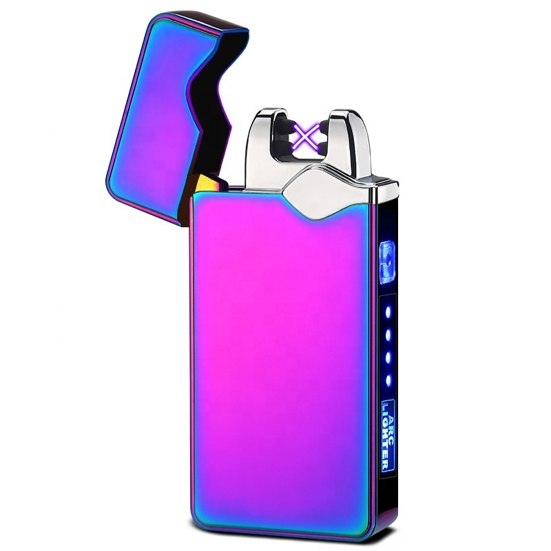 Factory direct custom  electric Portable  USB Rechargeable dual arc Lighter with Led Display for Camping Outdoors