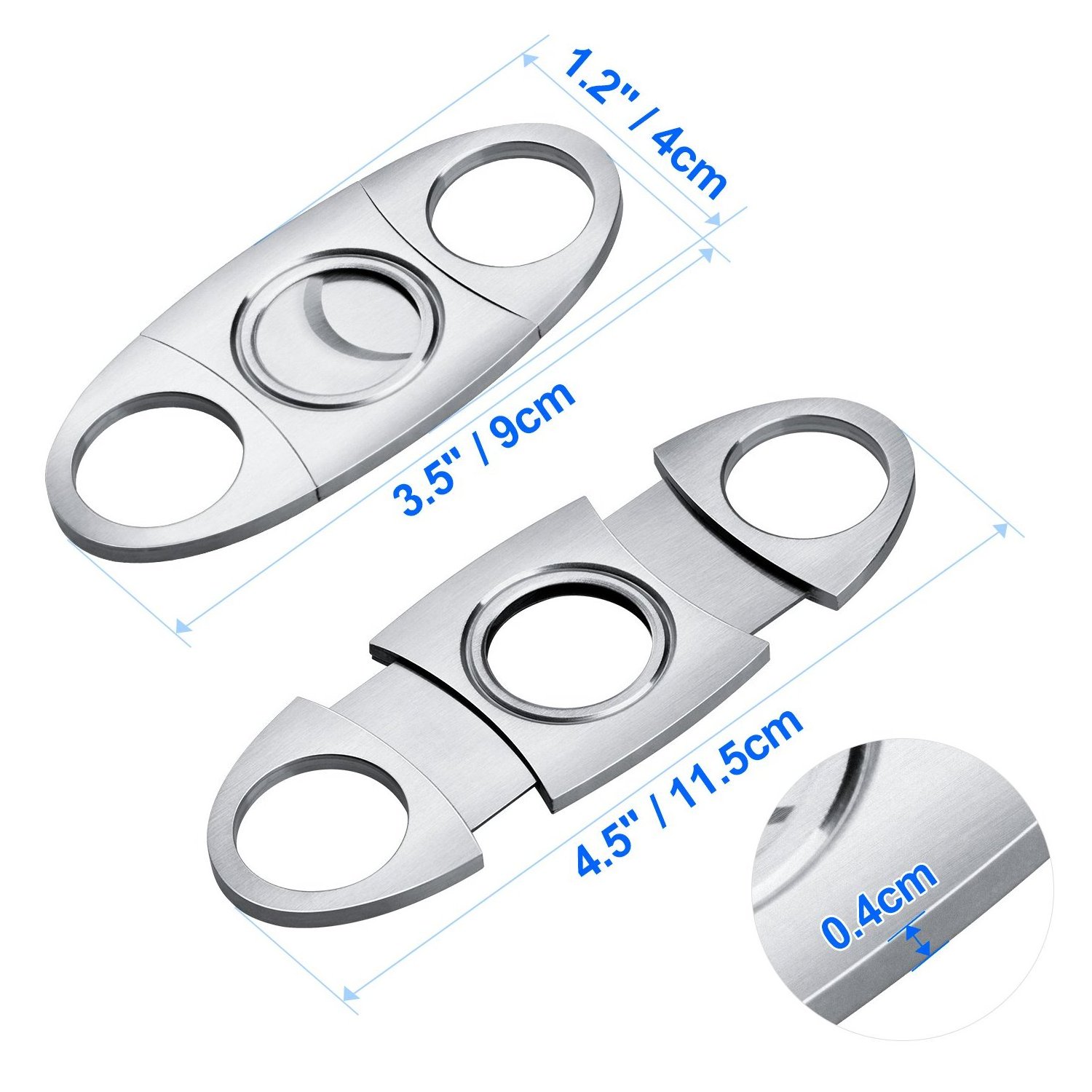 Amazon Hot-selling Cigar Cutter Guillotine Stainless Steel Double Blade Cigar Clippers Metal Cigar Scissor Custom Logo