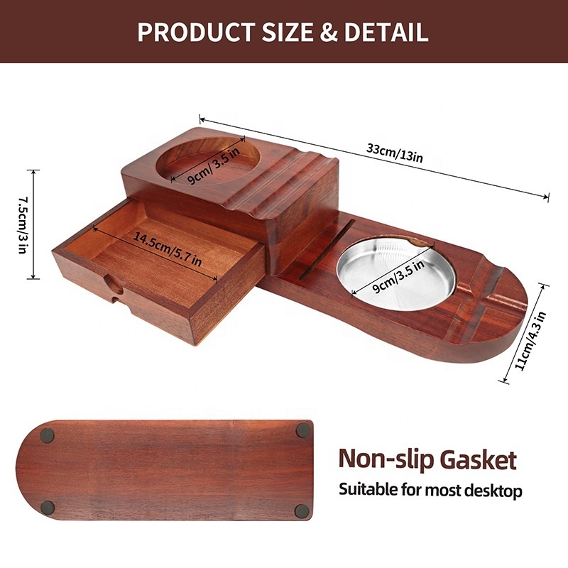 4 In 1 Cigar Cutter Cigar Ashtrays Whiskey Glass Tray Bar Accessories Solid Wood Cigar Humidor Men's Home Decor Gifts