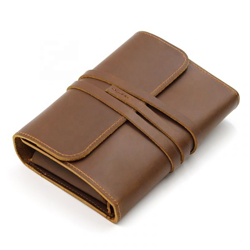 Handmade Portable Travel Leather Roll Cigar Carry Case Bag Which Holds 4 Cigars with Pockets Pouch for a Lighter & Cutter