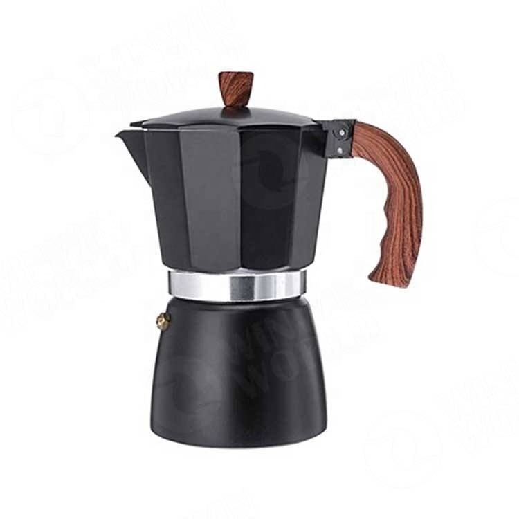 Stovetop espresso coffee maker moka coffee pot aluminum induction 6 cup with soft touch handle