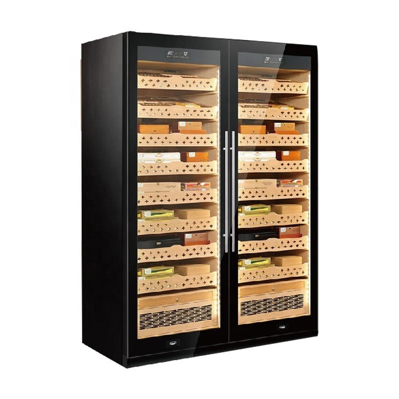 Luxury Double Door Large Capacity Intelligent Precise Humidity Controlled Cigar Cabinet Humidor Cooler